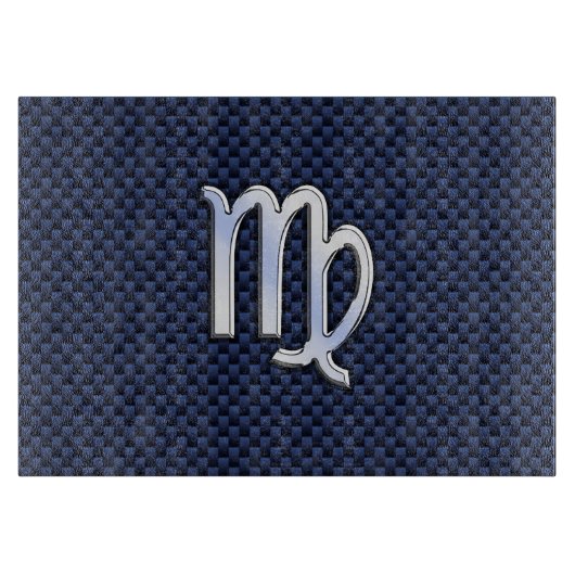 Virgo Zodiac-teken op Navy Blue Carbon Style Snijplank (Voorkant)