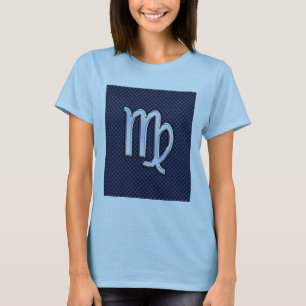 Virgo Zodiac-teken op Navy Blue Carbon Style T-shirt