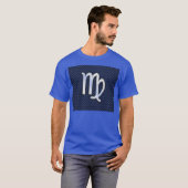 Virgo Zodiac-teken op Navy Blue Carbon Style T-shirt (Voorkant volledig)