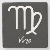 Virgo Zodiac teken op zwarte achtergrond Stenen Onderzetter (Voorkant)