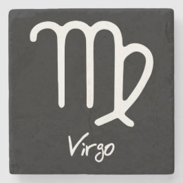 Virgo Zodiac teken op zwarte achtergrond Stenen Onderzetter