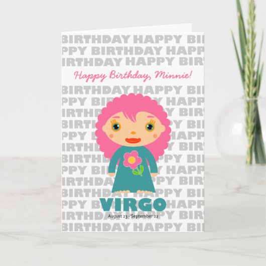 Virgo Zodiac Teken Verjaardag Kaart (Voorkant)