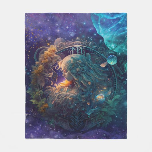 Virgo Zodiac Teken Waterverf Ontwerp Fleece Deken (Voorkant)
