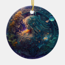 Virgo Zodiac Teken Waterverf Ontwerp Keramisch Ornament