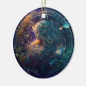 Virgo Zodiac Teken Waterverf Ontwerp Keramisch Ornament (Links)
