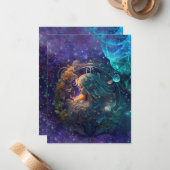 Virgo Zodiac Teken Waterverf Ontwerp Notitiekaartje (Voorkant / Achterkant in situ)