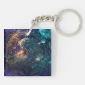 Virgo Zodiac Teken Waterverf Ontwerp Sleutelhanger (Achterkant)