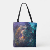Virgo Zodiac Teken Waterverf Ontwerp Tote Bag (Achterkant)