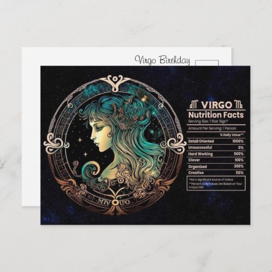 Virgo Zodiac Verjaardag Briefkaart (Voorkant / Achterkant)