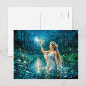 Virgo Zodiac with Moonlit Maiden Holding a Glowing Briefkaart (Voorkant / Achterkant)