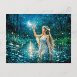 Virgo Zodiac with Moonlit Maiden Holding a Glowing Briefkaart