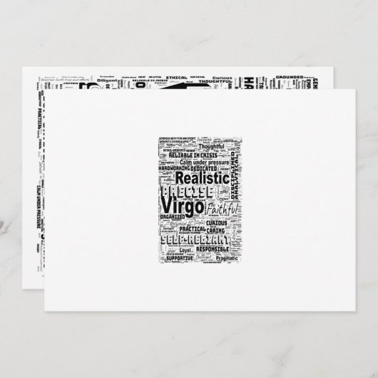 Virgo Zodiac Word Cloud Inspiratie Kaart (Voorkant / Achterkant)