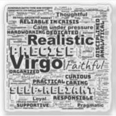 Virgo Zodiac Word Cloud Inspiratie Vinyl Sticker (Voorkant)