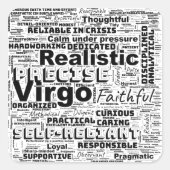 Virgo Zodiac Word Cloud Inspiration Sleutelhanger Vierkante Sticker (Voorkant)