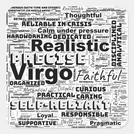 Virgo Zodiac Word Cloud Inspiration Sleutelhanger Vierkante Sticker (Voorkant)