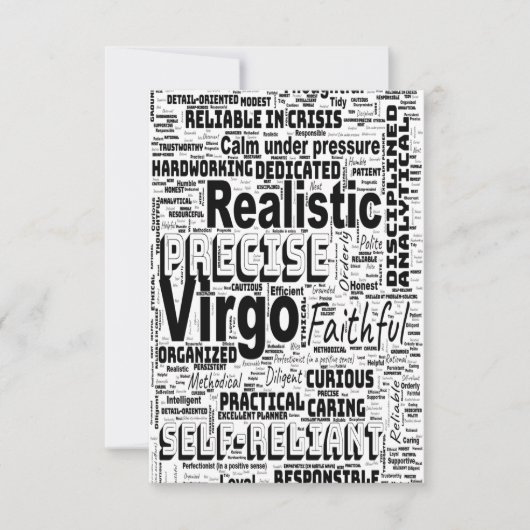 Virgo Zodiac Word Cloud Inspiration Wenskaart Kaart (Voorkant)
