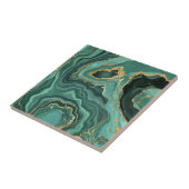 Viridian Groen Marmer en Goud Abstract Tegeltje (Zijkant)