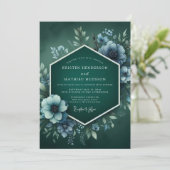 Viridian Hazy Anemone Wedding Kaart (Staand voorkant)