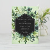 Viridian Painted Flora Wedding Kaart (Staand voorkant)