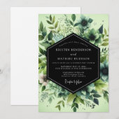 Viridian Painted Flora Wedding Kaart (Voorkant / Achterkant)