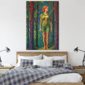 “Viridra's Portret” - Aderen van het Bladerdak Canvas Afdruk (Insitu (Slaapkamer))