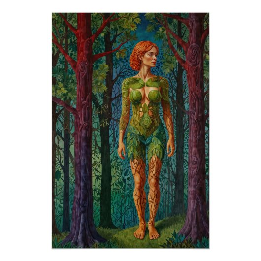 “Viridra's Portret” - Aderen van het Bladerdak Perfect Poster (Voorkant)