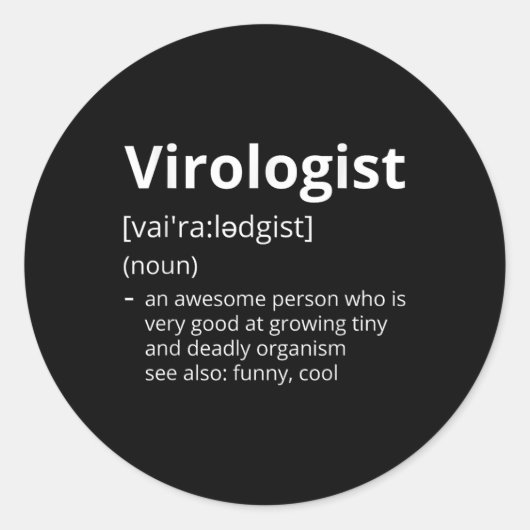 Virologist Definition Description Ronde Sticker (Voorkant)