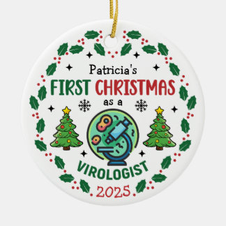 Viroloog Eerste Kerstdag Gepersonaliseerd Keramisch Ornament