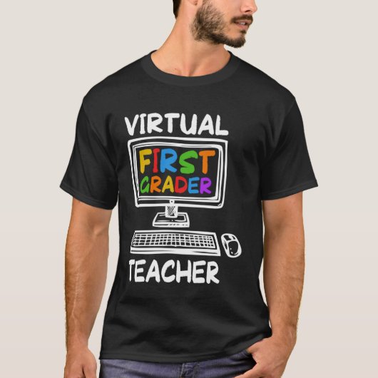 Virtual 1st Grade Teacher Distance Learning Back t T-shirt (Voorkant)
