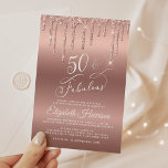 Virtual 50th Birthday Party Roos Gold Glitter Kaart<br><div class="desc">Elegant en chic 50ste virtuele verjaardagsfeestuitnodiging met "50 & Fabulous" in een  stijlvol script tegen een gouden achtergrond van het roos,  met een gouden faux glitter van bovenaf van het roos. U kunt de online partijgegevens eenvoudig toevoegen.</div>