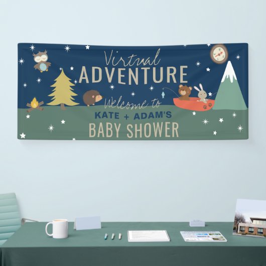 Virtual Adventure Boy Woodland Baby shower Banner (Beurs)