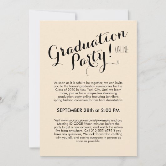 Virtual Afstuderen Golden Party Kaart (Achterkant)