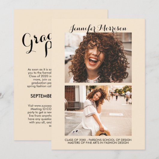 Virtual Afstuderen Golden Party Kaart (Voorkant / Achterkant)