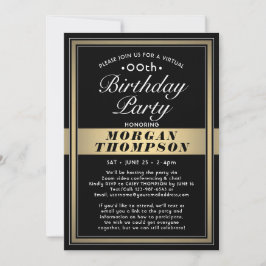 Virtual Any Birthday Black Gold en White Party Kaart