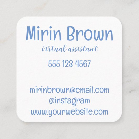 Virtual Assistant Blauw en Wit Contactkaartje (Achterkant)