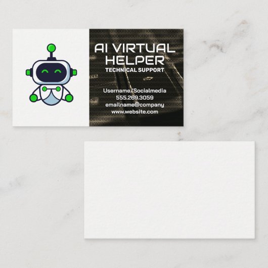 Virtual Assistant | Leuke Robot Logo Visitekaartje (Voorkant / Achterkant)