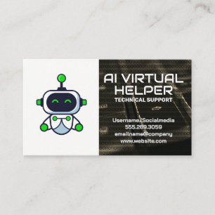 Virtual Assistant   Leuke Robot Logo Visitekaartje