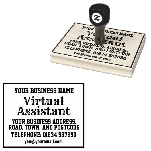 Virtual Assistant met naam, adres, enz. Rubberstempel (Gestempeld)