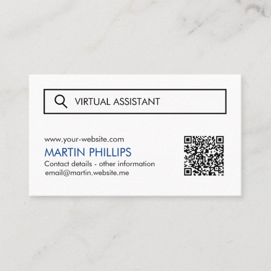 Virtual Assistant-Visitekaartjes met QR-code Visitekaartje (Voorkant)