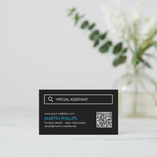 Virtual Assistant-Visitekaartjes met QR-code Visitekaartje (Staand voorkant)