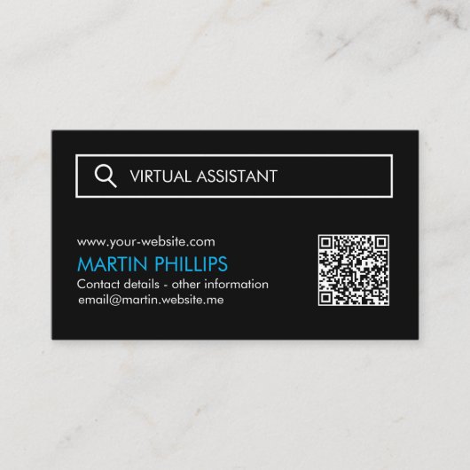 Virtual Assistant-Visitekaartjes met QR-code Visitekaartje (Voorkant)