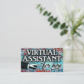 Virtual Assistant voor hire-Visitekaartjes - blauw Visitekaartje (Staand voorkant)