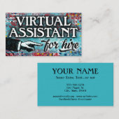 Virtual Assistant voor hire-Visitekaartjes - blauw Visitekaartje (Voorkant / Achterkant)