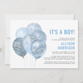 Virtual Baby Boy Shower-ballonnen Blue Glitter Kaart (Voorkant)