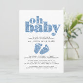 Virtual Baby Boy Shower Blue Glitter Kaart (Staand voorkant)