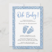 Virtual Baby Boy Shower Blue Glitter Uitnodiging (Voorkant)