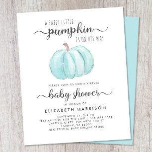 Virtual Baby Boy Shower Blue Pumpkin-uitnodiging