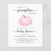 Virtual Baby Girl Shower Pink Pumpkin-uitnodiging (Voorkant)