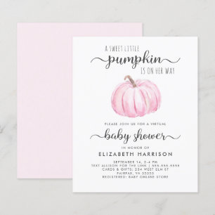 Virtual Baby Girl Shower Pink Pumpkin-uitnodiging
