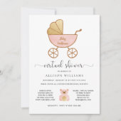 Virtual Baby Meisje Douche Roze Gouden Retro Carri Kaart (Voorkant)